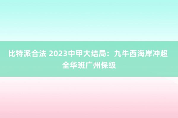 比特派合法 2023中甲大结局：九牛西海岸冲超 全华班广州保级